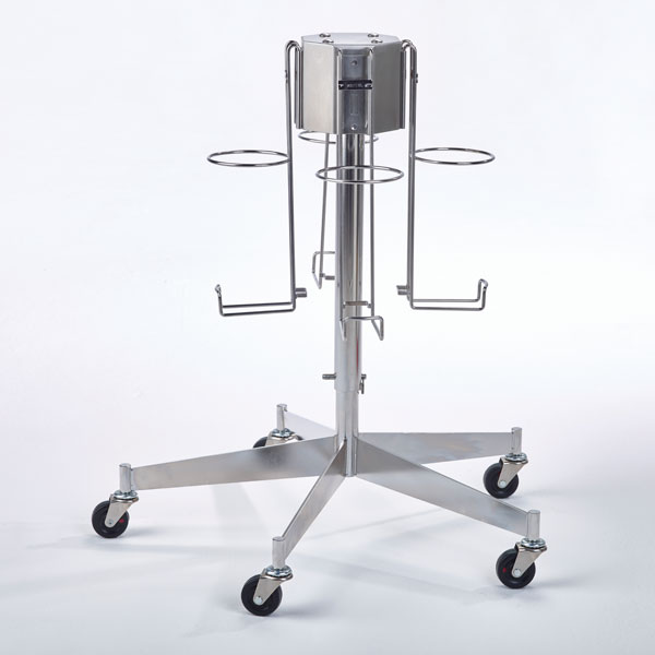 1. Select canister size and supports. Attach supports to floor stand.