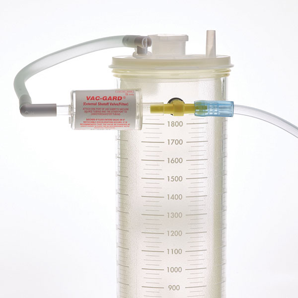 2. Conecte el tubo de la tapa al VAC-GARD® externo. Conecte el tubo de vacío al recipiente en “T”.